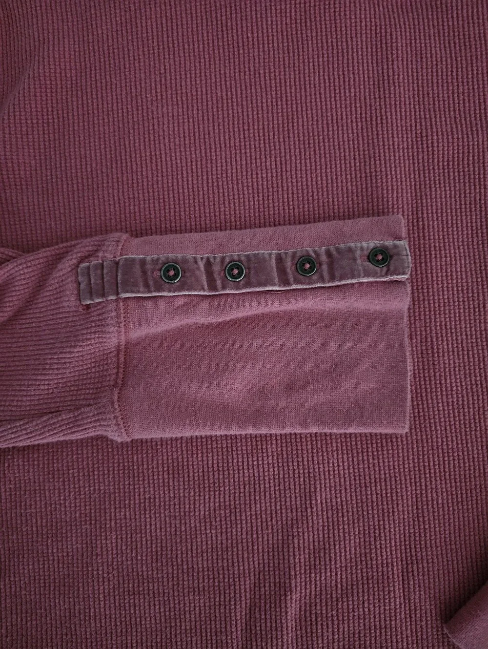 Sundance Cotton Waffle Knit Top Women L Rose Pink Snap Cuff Long Sleeve Shirt
